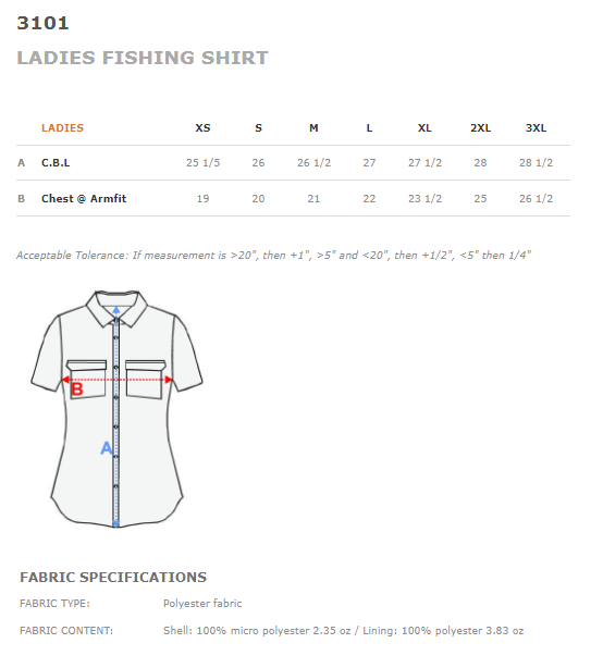 BAW Ladies Short Sleeve Fishing Shirt