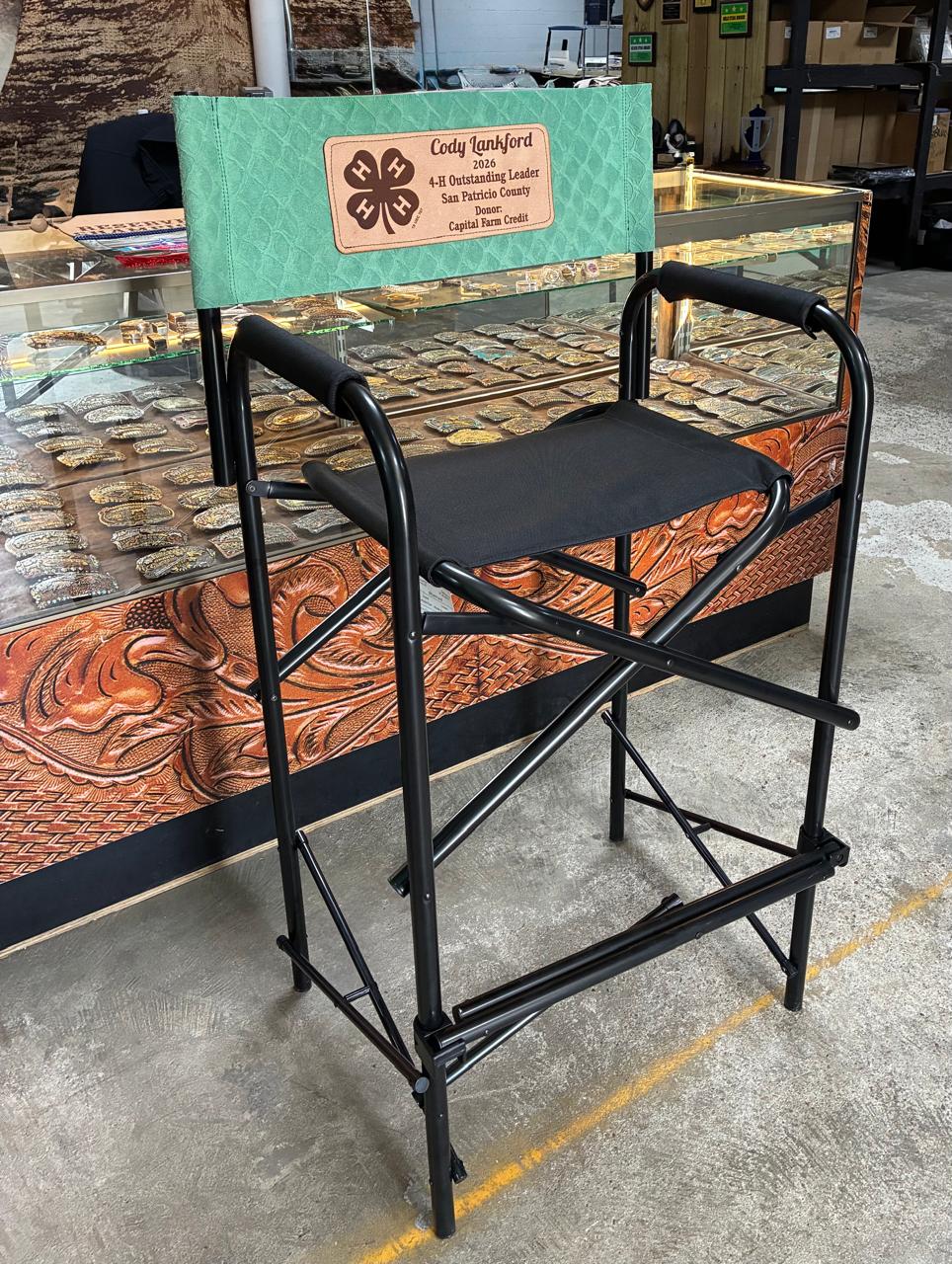 Metal Leather Director Chair Tall